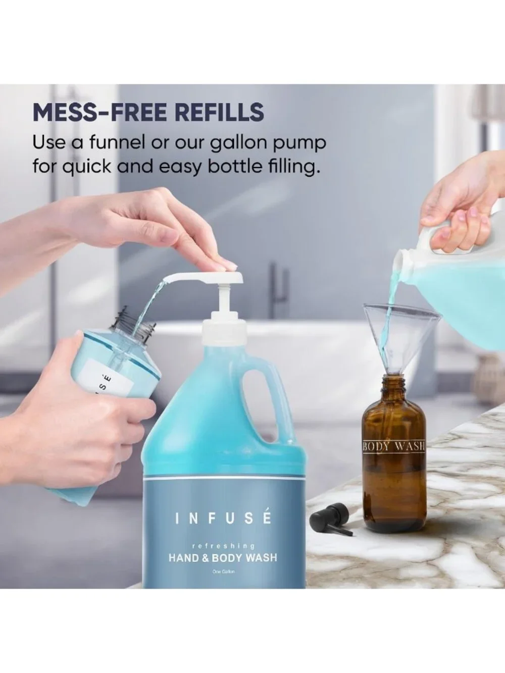 Luxury Hand & Body Wash Gallon Refill - Moisturizing, Spa Quality, 1 Gallon